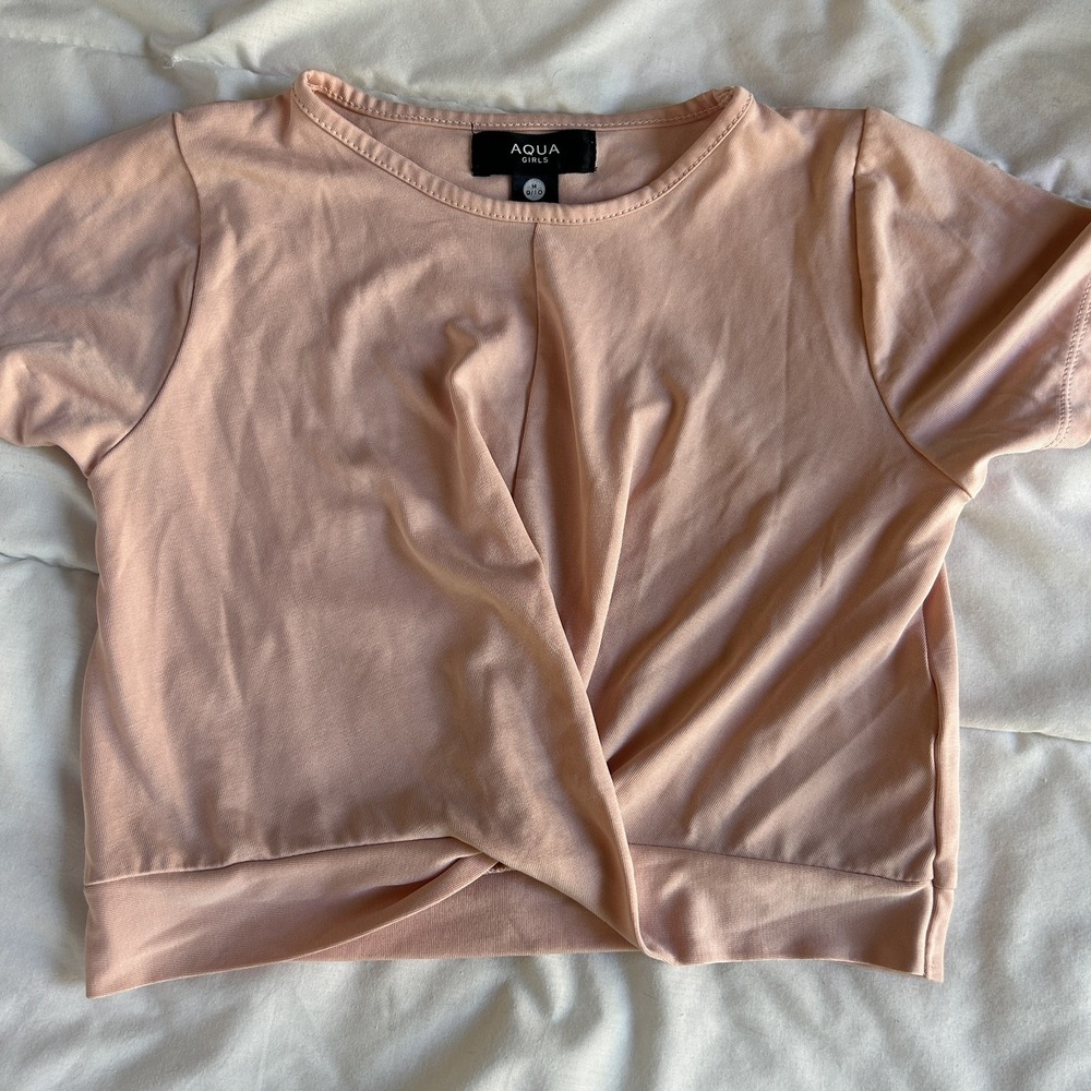 Aqua by Bloomingdale's Girls 9/10 Pink‎ Twist Knot Top NWOT